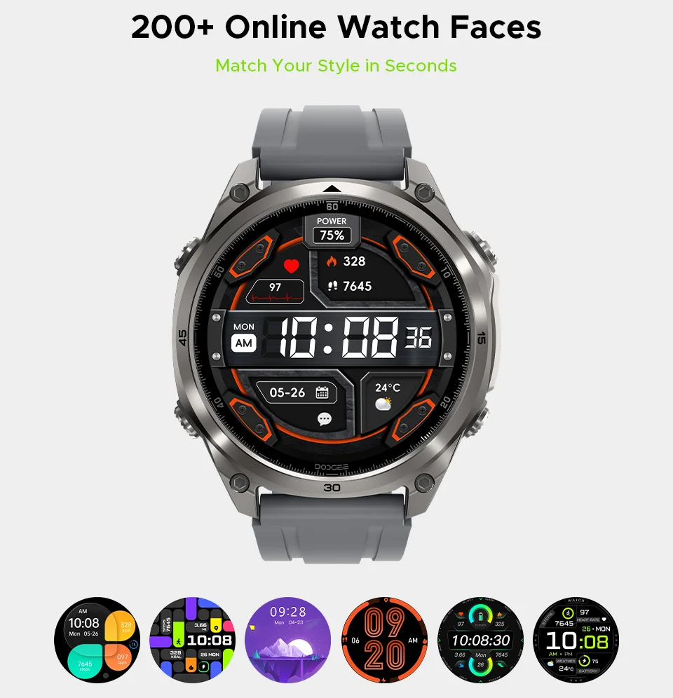 DOOGEE ANYWISE W1 Lite Smartwatch 5ATM Wasserdicht 1,43'' Bildschirm 178 Sportmodi 24-Stunden-Gesundheitsüberwachung Erinnerungsfunktion – Detail 19