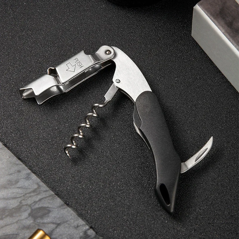 Stainless Steel Wood Handle Wine Corkscrew Wine Opener Professional Screw Opener Cutter Portable Multifunction Beer Opener Tools