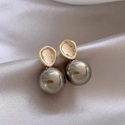 New French Minimalist Gray Imitation Pearl Pendant Earrings 2024 Fashion Jewelry Daily Wear Accessories for Girls Women's Party