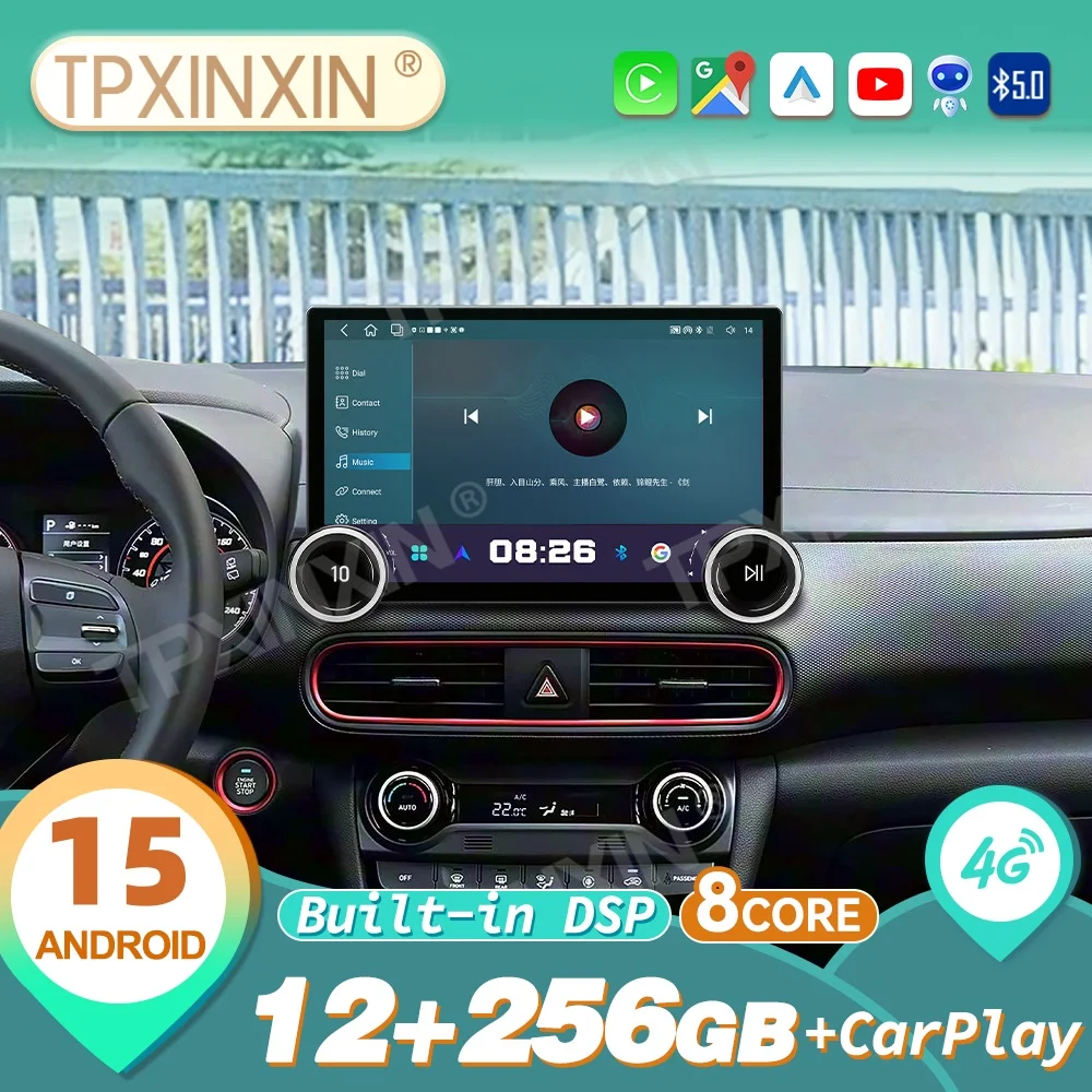 For Hyundai Encino Kona OS 2018~2020 Android Auto with Carplay Automotive Stereo Radio Player GPS Navi Stereo Head Unit IPS