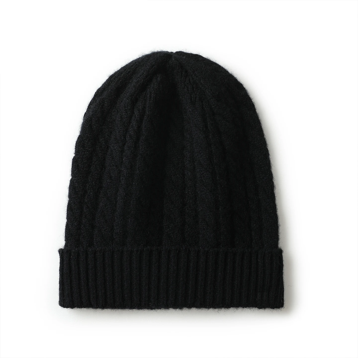 Jueqi Women's Pure Cashmere Beanie, Double-Layer Thick Warm Twisted Cable Knit Head Wrap Hat for Autumn & Winter