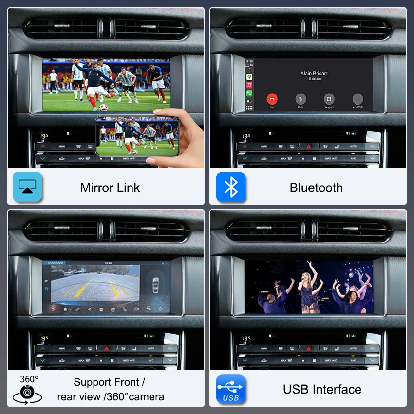 صندوق فك ترميز تلقائي جديد CarPlay Android لسيارة جاكوار XE XF XEL XFL XJL F-PACE F-TYPE مع وصلة مرآة تدعم 2016-2019