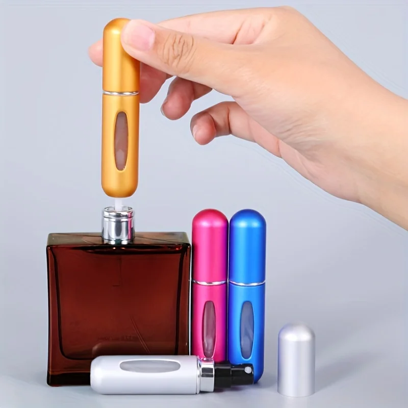 Round Head Perfume Refill Bottle 5ml Bottom Filling Mini Press Spray Travel Portable Travel Refillable Self-Pump Type