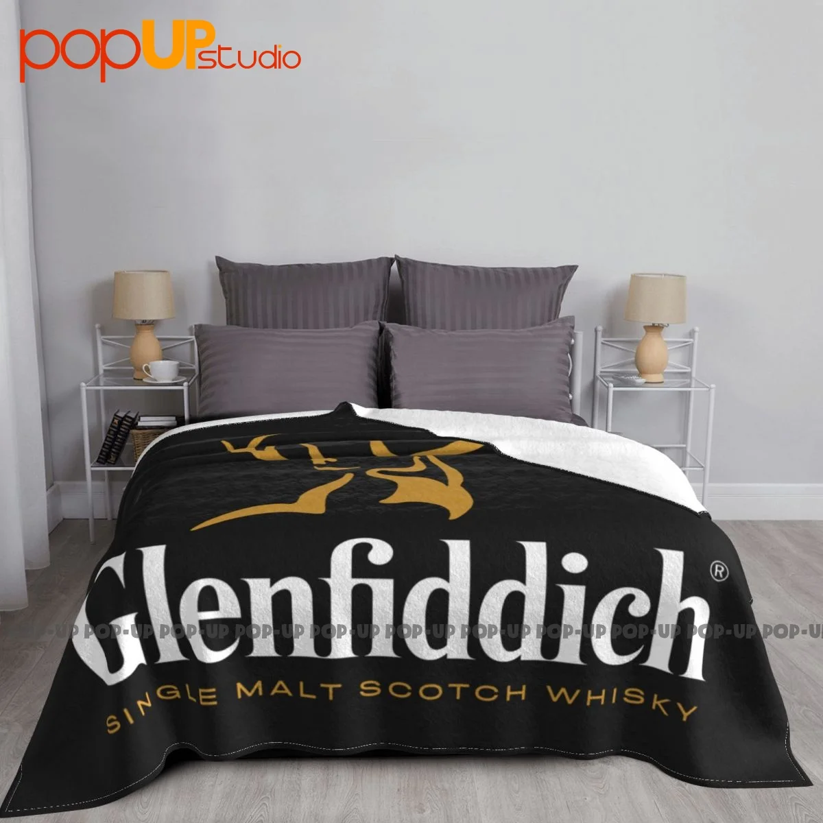 Glenfiddich Single Malt 1887 Scotch Whisky Alcohol Blanket Warmth Flannel Anti-Pilling Couch Blanket Machine Washable