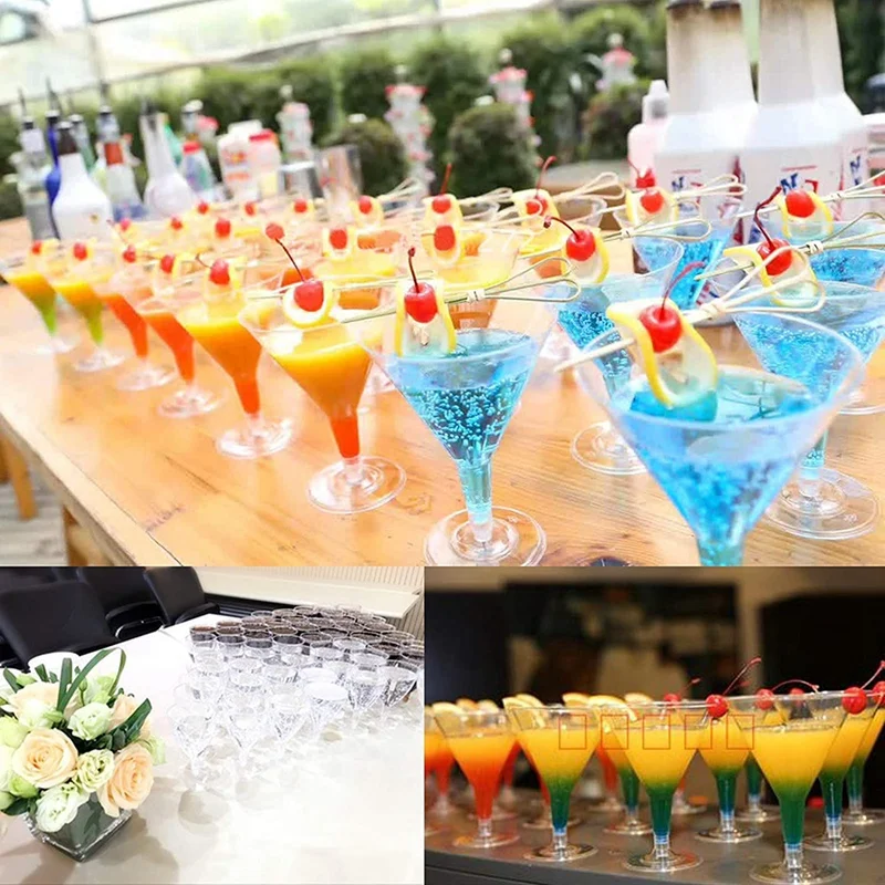 Plastic Martini Glasses, Clear Wine Glasses Reusable Party Cups Dessert Cups For Cocktail Champagne Flutes Dessert