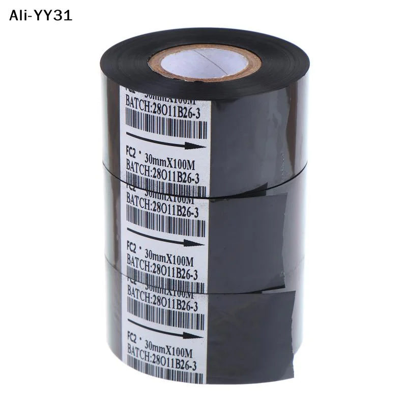 

【S31】FC2 30mm*100m Black Thermal Printing Ribbon For Stamping Machine Printer Ink Heat Transfer Tape Production Date Printing