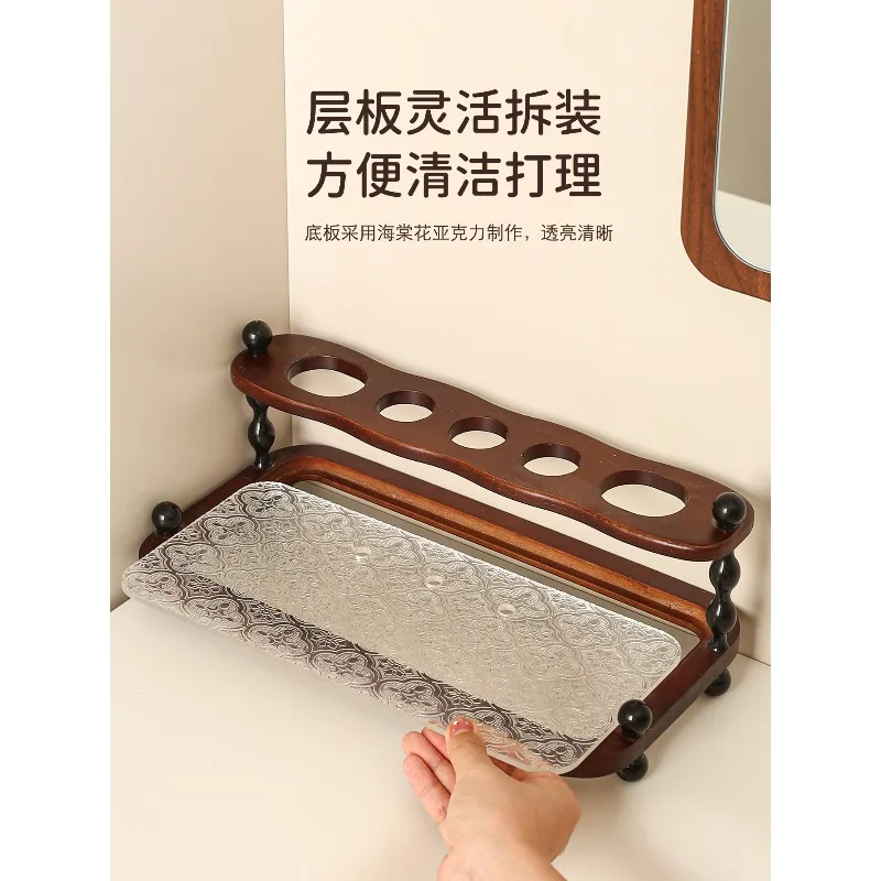 

Новая столешница для ванной комнаты, подставка для хранения зубных щеток для зубной пасты с высоким эстетическим значением, чашка для полоскания рта из орехового дерева, держатель для зубных щеток