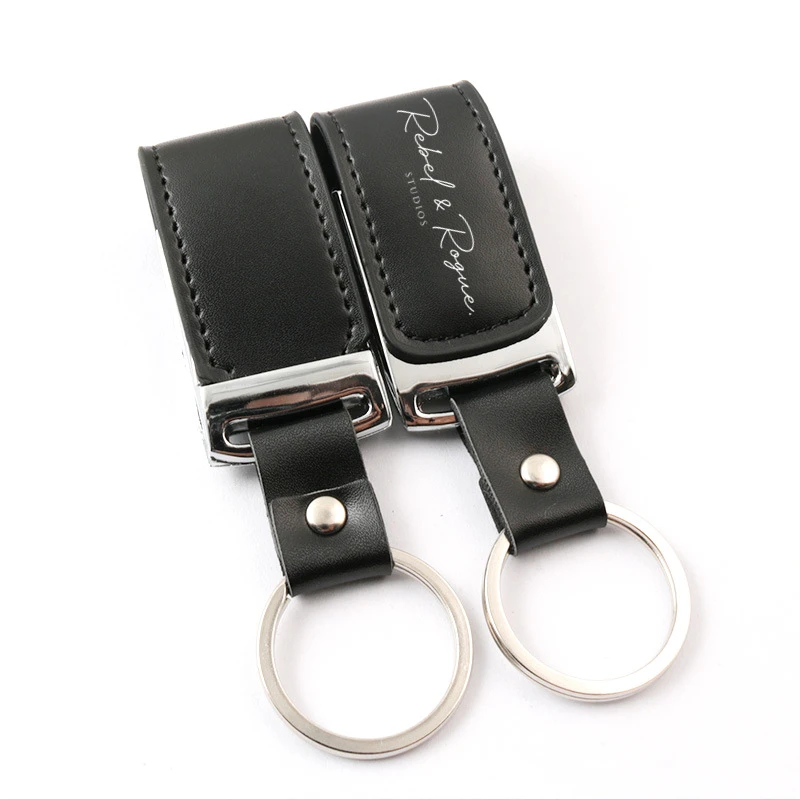 2023 New Free Custom UV Color Printing LOGO Black Leather Metal USB2.0 Flash Drive 4GB 8GB 16GB 32GB 64GB 128GB Memory Stick