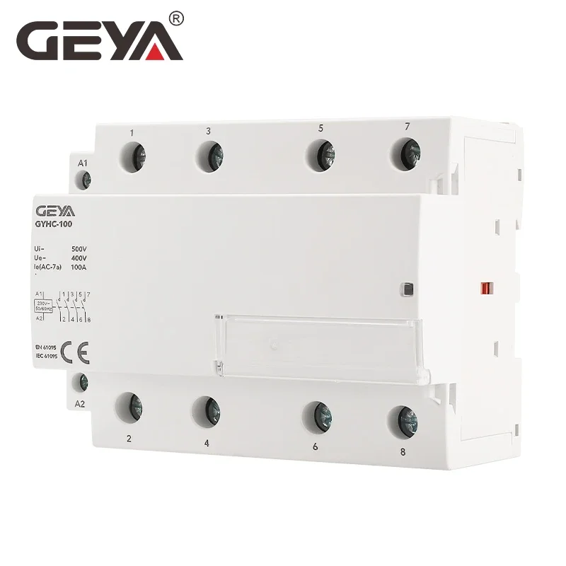 GEYA GYHC 4Phase 100A AC Contactor 220V 230V Din Rail Household Modular Contactor Switch Controller Smart Home Hotel Use