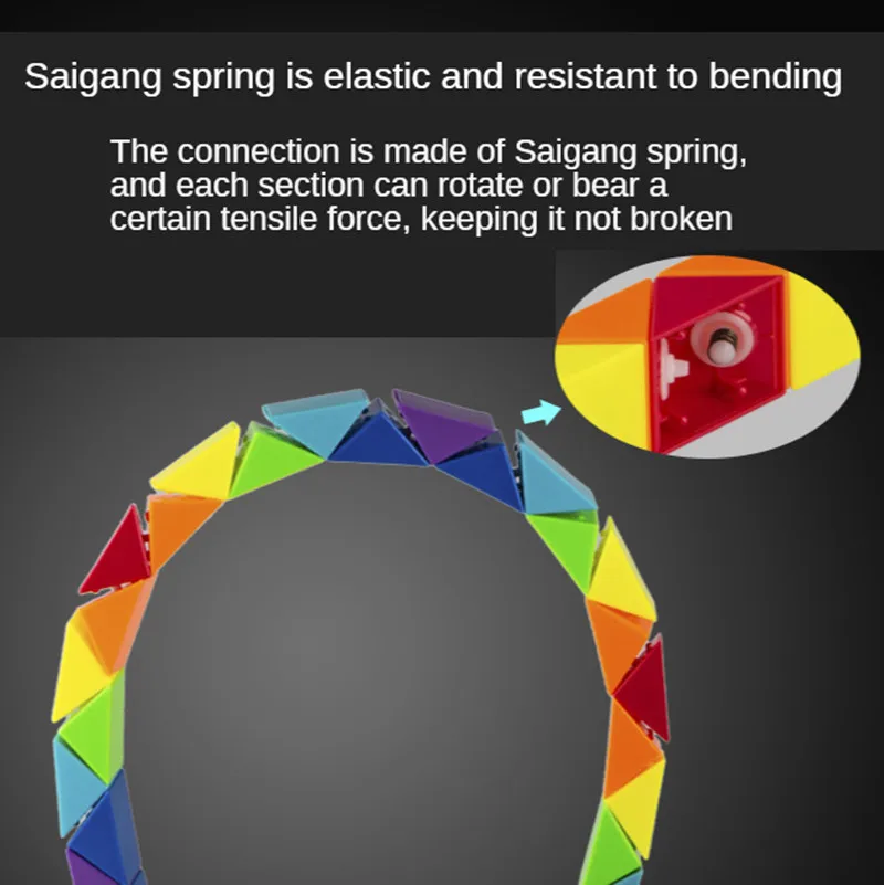 Colored Magic Cube Toys Magic Rule Snake Multi-color Puzzle Fidget Toys Decompression Transformable Cubes Educational Toys