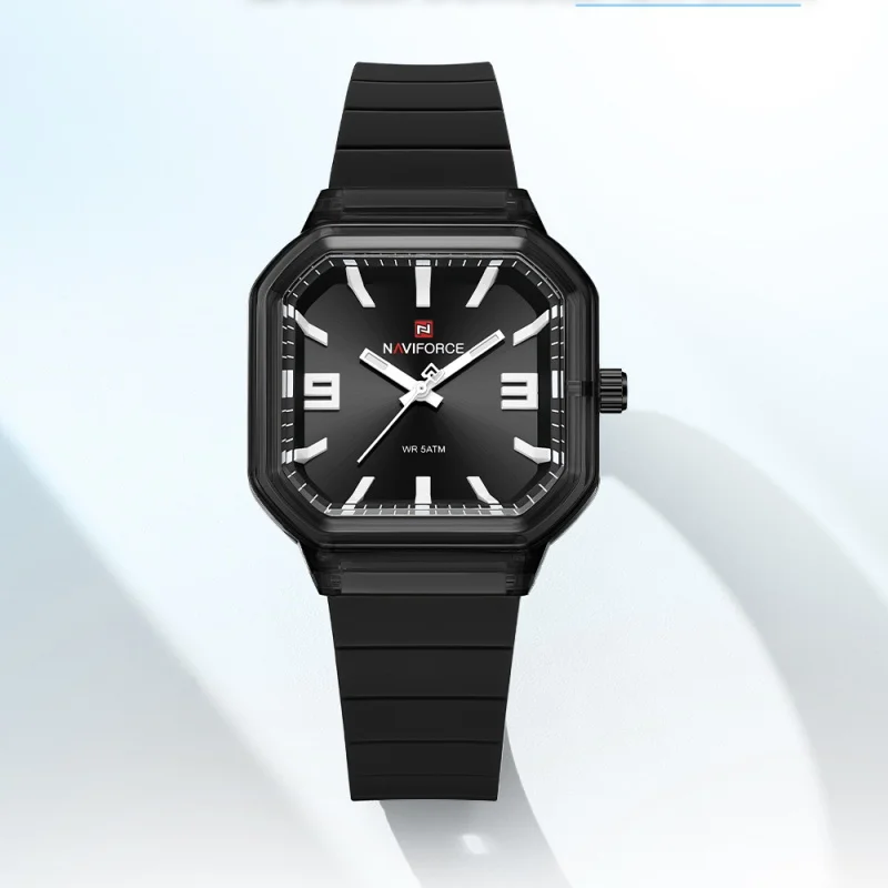 

NAVIFORCE Высококачественные женские простые часы со светящейся стрелкой, силиконовый ремешок, акриловые часы, зеркало, модные кварцевые часы