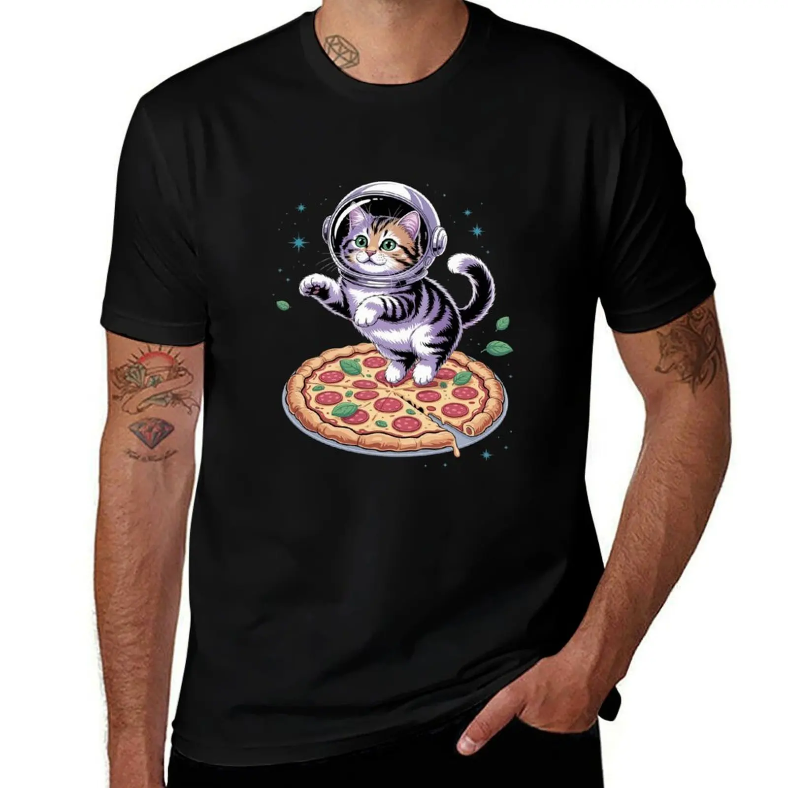 

Cat Flying A Pizza Astronaut Kitten Space T-Shirt Man t-shirt street wear funny gifts funny t shirts for men