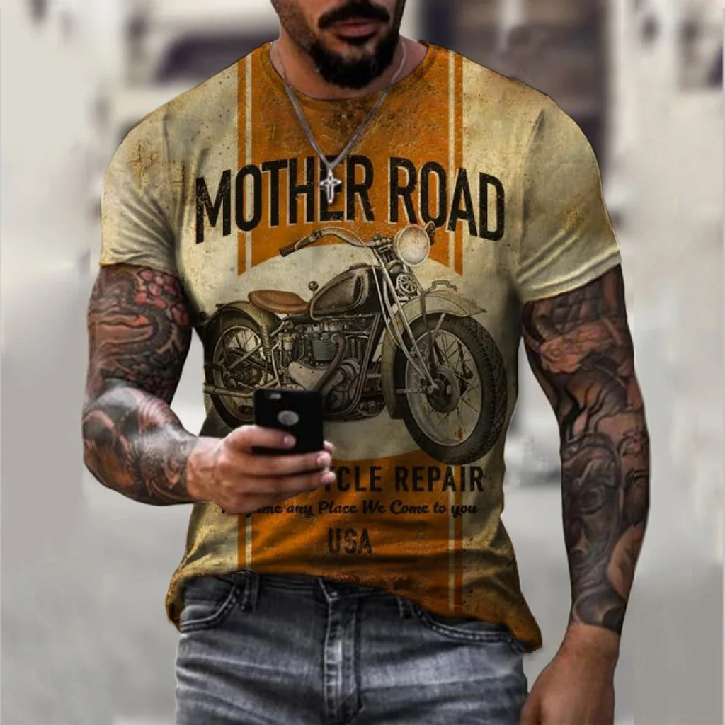 Men's outdoor hiking T-shirt 3D printed design rock climbing cross-country running Drifit camping clothes fashionable