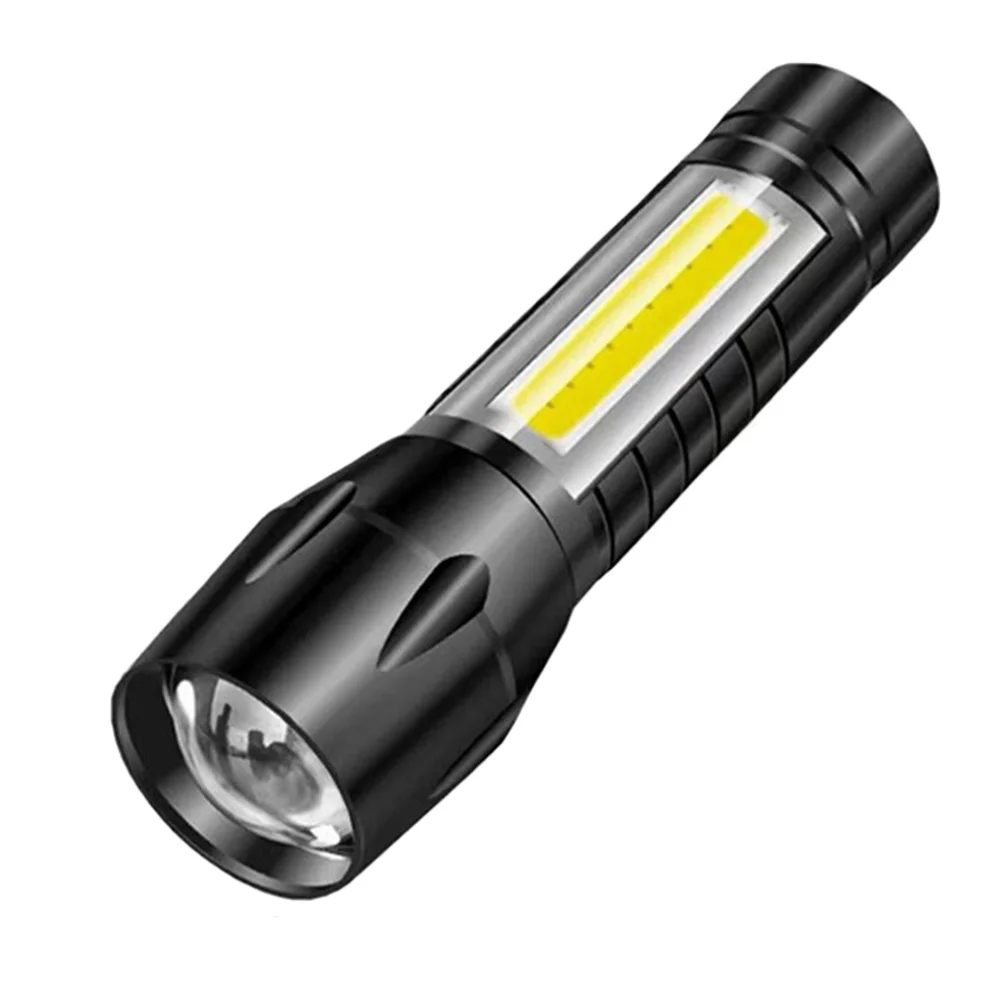 1 قطعة LED قابلة للشحن مصباح يدوي قوي USB المحمولة التكبير الشعلة الصغيرة للتخييم في الهواء الطلق التنزه الصيد الاستخدام في حالات الطوارئ