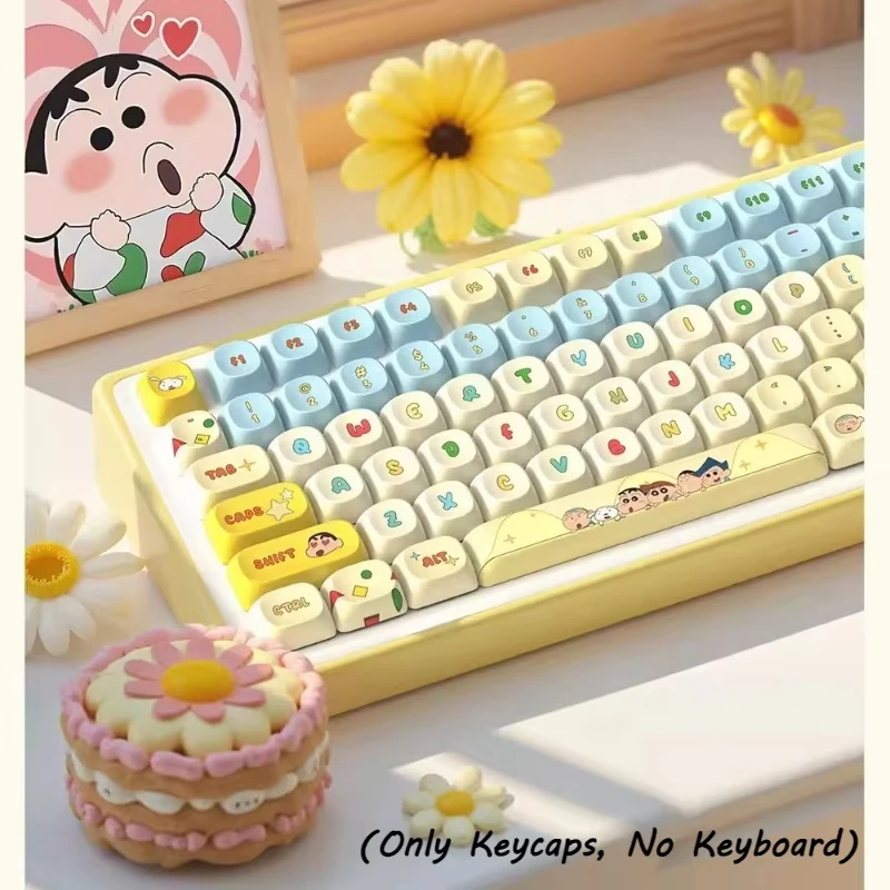 لوحة مفاتيح ميكانيكية كرتونية تلوين شين تشان مكونة من 112 مفتاحًا مجموعة أغطية مفاتيح موضوع أغطية مفاتيح Pbt التسامي الحراري ارتفاع مو غطاء مفاتيح متين #2