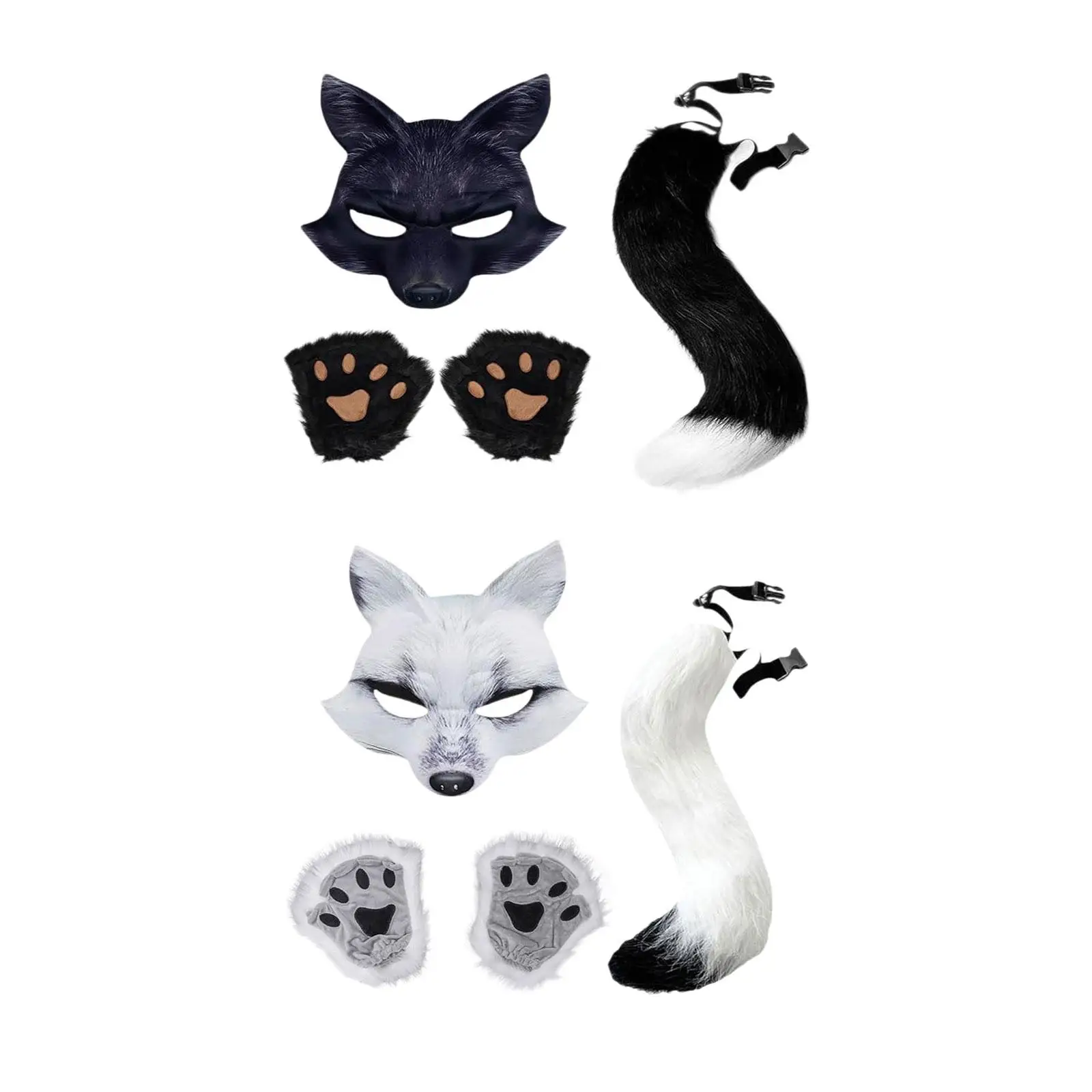 Therian Mask and Tail Halloween Costume Accessories Cat Mask for Birthday Halloween Party Festival Masquerade Stage Performance