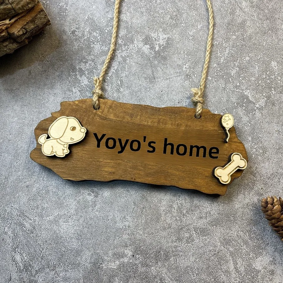 Solid wood listing Customized dog cat supplies Pet kennel pendant Wooden sign Dog kennel decoration Door sign