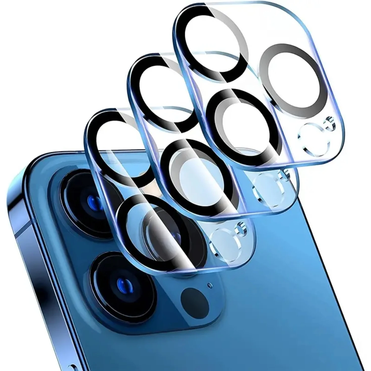 

3 Pack Scratch Resistant Black Ring Camera Lens Protective Film - New Version, Easy to Install, Tempered Glass, Compatible with