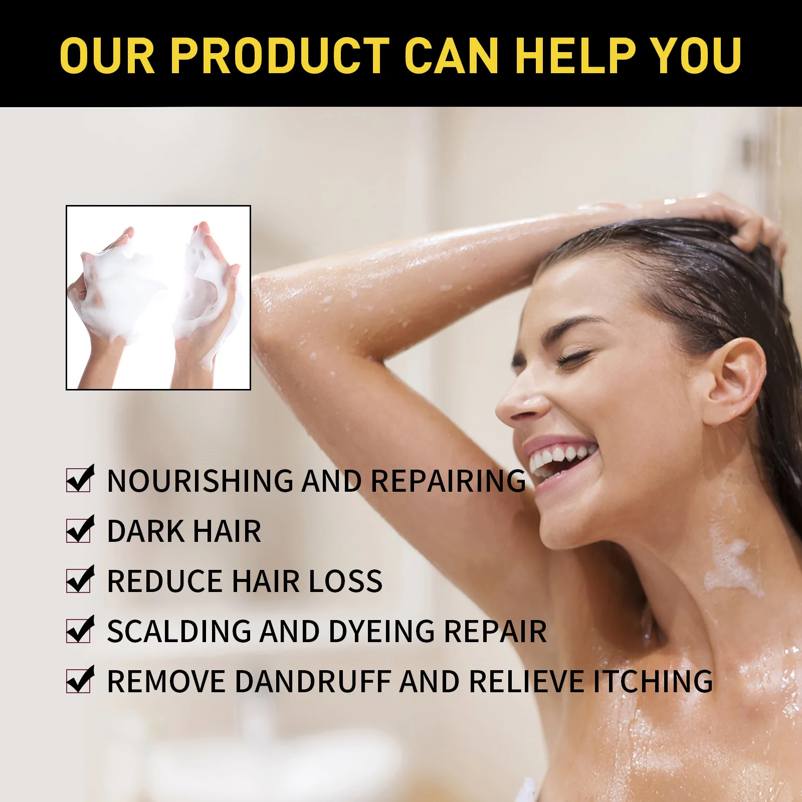 Hair Color Dye Shampoo Gray White Cover Natural Fast Dye Repair Dry Damaged Cleaning Nourishing Roots Restore Black Hair Shampoo image 3