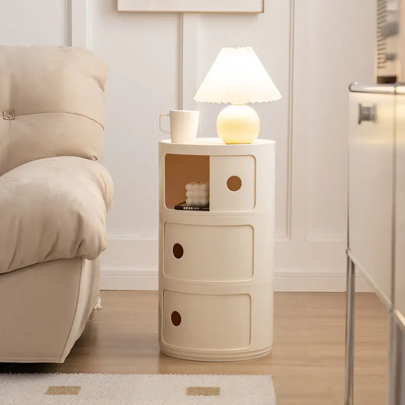 

Round Storage Cabinet Multi-layer Cylindrical Bedside Table Storage Coffee Table Small Apartment Bedroom Storage Cabinet