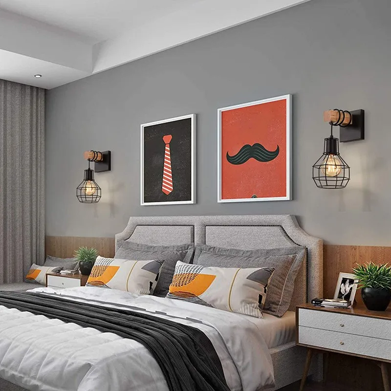 الفن استوديو سجل الخشب جدار تركيبات الإضاءة السرير الرجعية الصلب الجدار الخفيفة لشريط لوفت الممر الإبداعية فناء وحدة إضاءة LED جداريّة مصباح #5