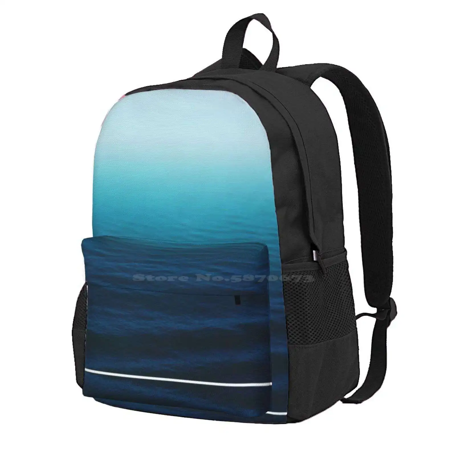 Deep Blue Hot Sale Schoolbag Backpack Fashion Bags Deep Blue Sea Ocean Water Waves Indigo Azule Navy Ombre