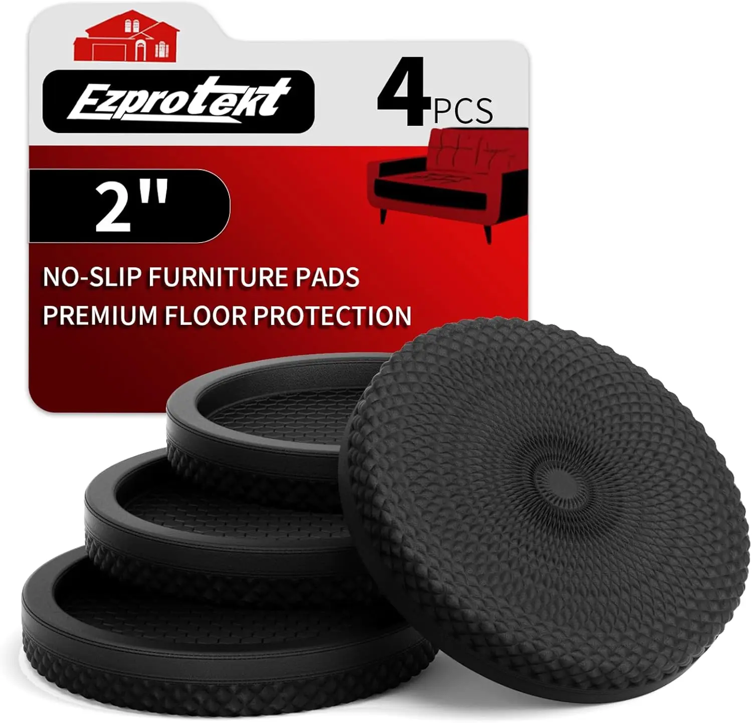 

2 Premium Rubber Non-Slip Furniture Pads for Hardwood Floors, 4 Pcs Round Anti Slip Furniture Grippers Coasters Cups,