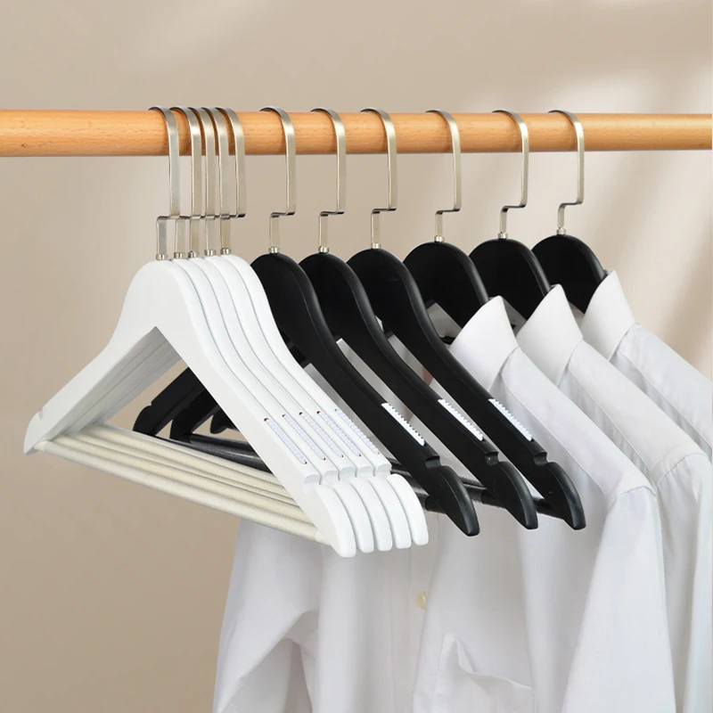 White hangers Custom Logo Solid Wood Hanger for Clothes Wooden Suit Coat Pants Clips rack  Perchas Para La Ropa Closet Organizer