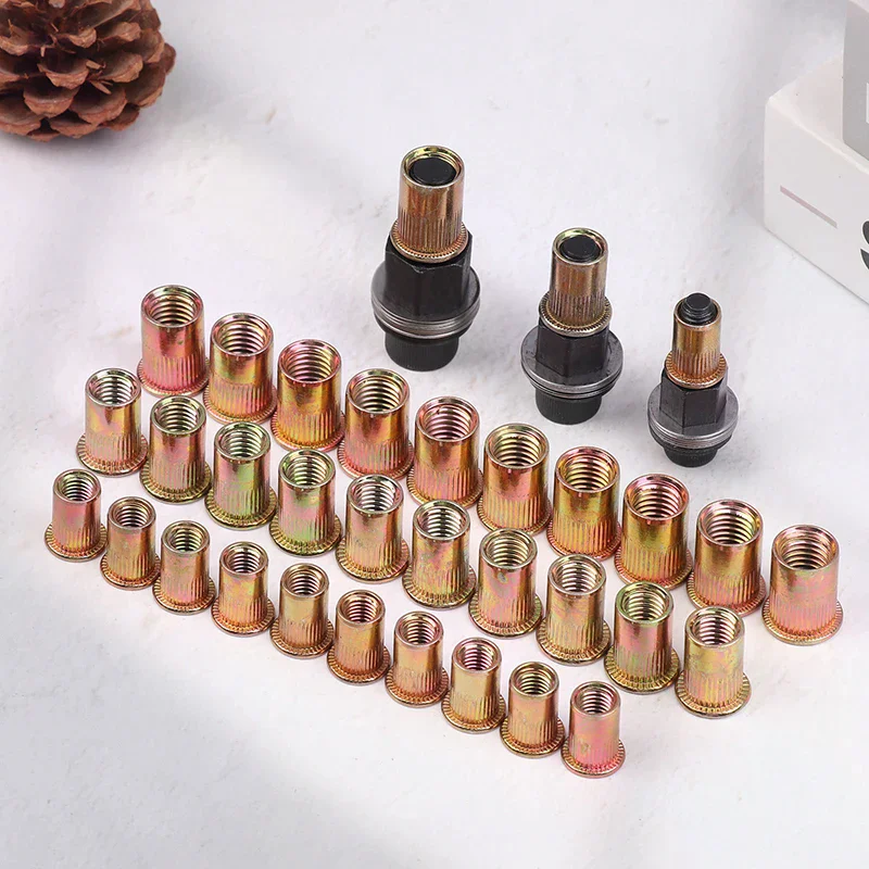 10pcs Hand Rivet Nut Tool Set Manual Riveter Kit With M3-12 Nut Heads For DIY Repair Installation, Easy Use Accessory