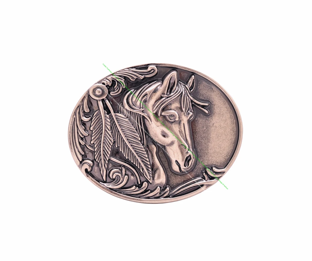 

Biker Silver Brusheded Men's Western Cowboy Cowgirl Horse Head Ranger Rodeo Leathercraft Hardware Belt Buckle 40Mm