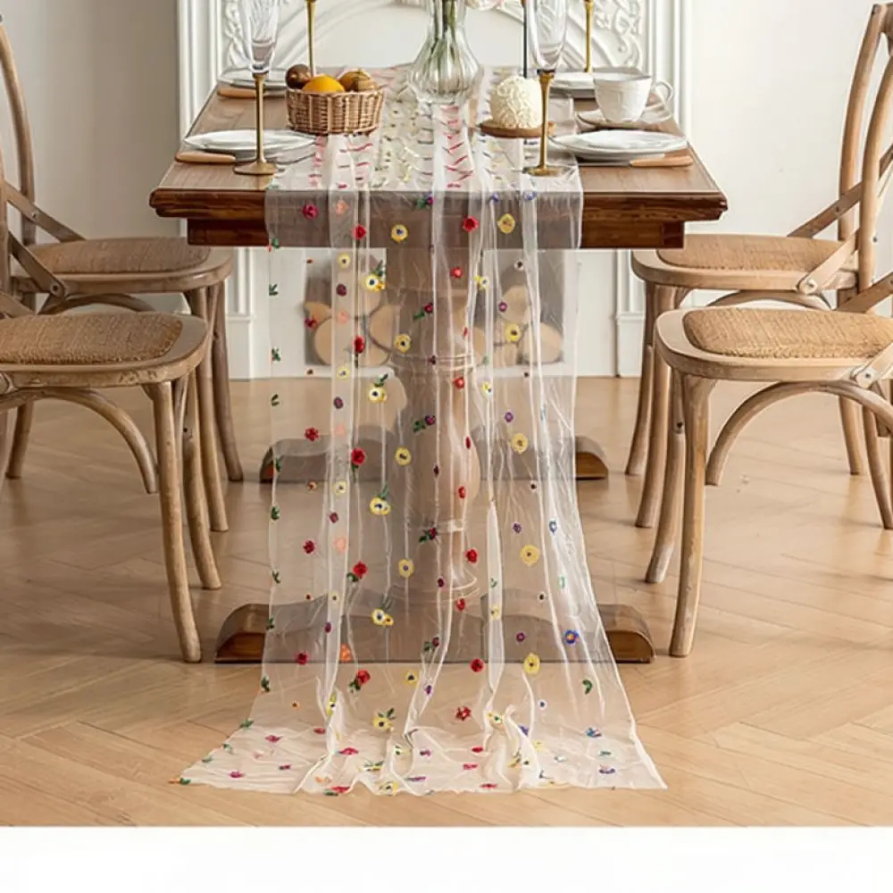 Romantic Floral Lace Table Runner Vintage Style Tablecloth For Wedding Event Home Dining Room Party Table Decor