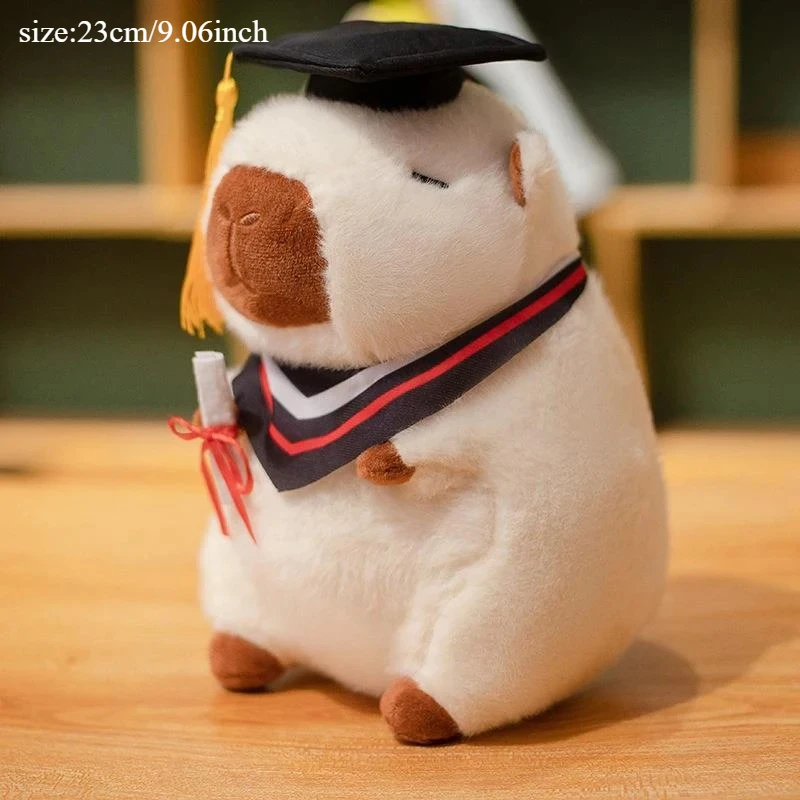 부드러운 만화 카피바라 플러시 장난감 졸업 인형 귀여운 인형 장난감 룸 장식 학생 기념 학교 졸업 선물