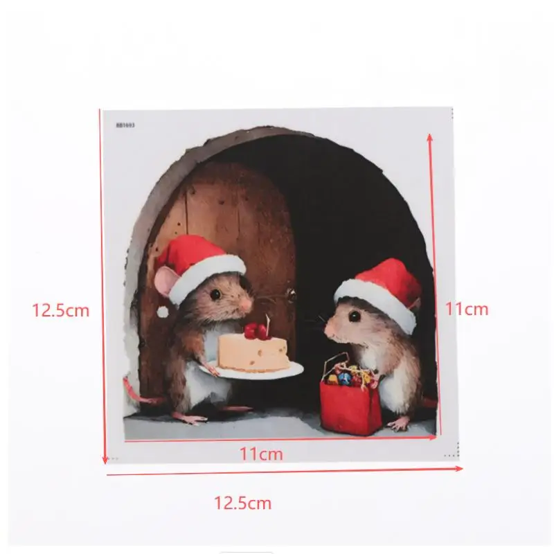 Cute Christmas Small Mouse Hole Wall Stickers Xmas Decoration For Home Noel Navidad Merry Christmas New Year Accessories