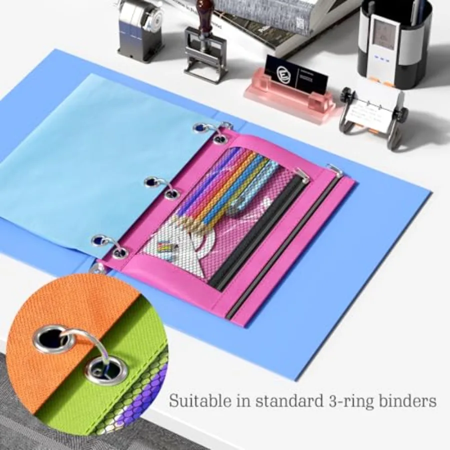 Teczki Binder Peil, Teczka Binder Peil do segregatora 3-ringowego, Podwójna kieszeń z przezroczystym okienkiem, Etui Binder Peil, Teczki Binder Peil zapinane na zamek z nitami