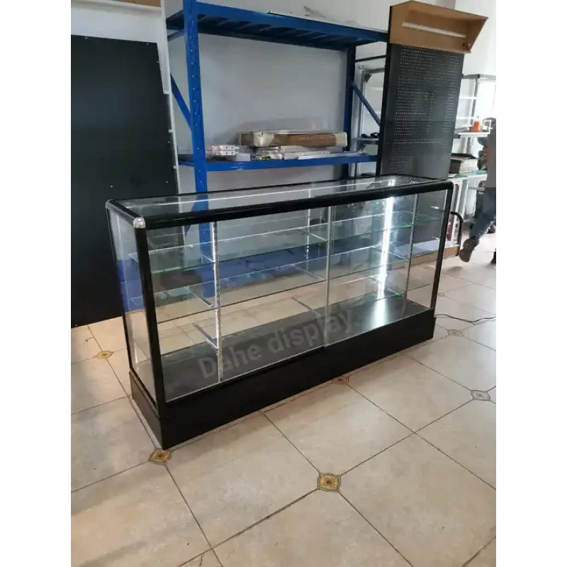 custom.Custom Size Lockable Aluminum Frame Display Showcase with Led Lights Counter Display for Store Mall and Reta