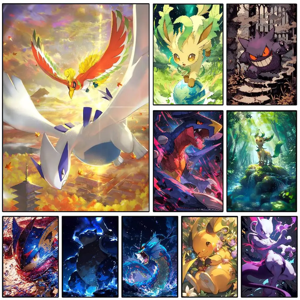 poster-de-anime-pokemon-ouro-e-prata-em-hd-arte-de-parede-em-lona-impressao-a-prova-d'Agua-decoracao-para-quarto-e-sala-de-estar-presente-decorativo