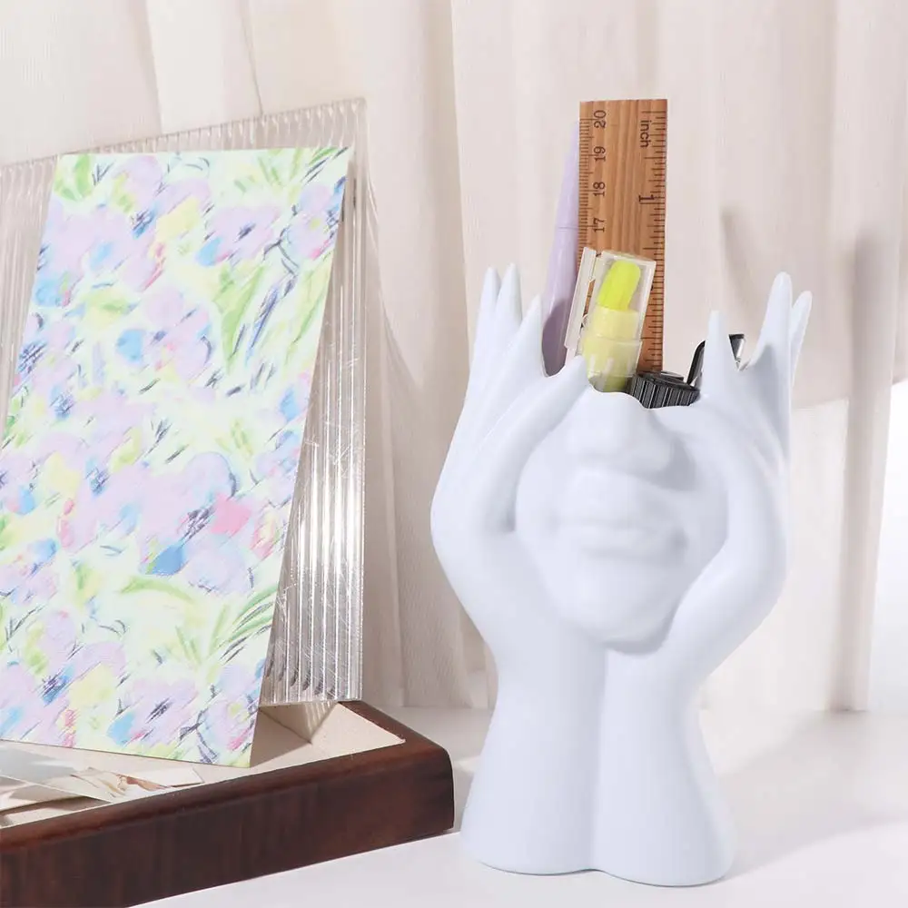Vinyl Figure Makeup Brush Holder Styling Design Multi Functional Office Desk Pen Holder Decorative Use Storage Box