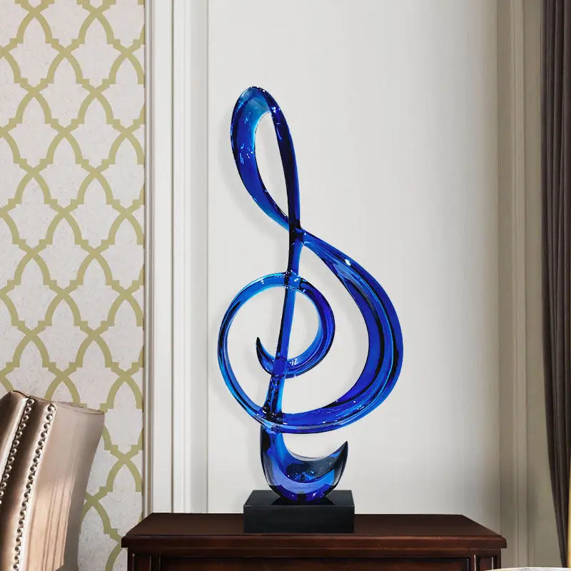 Modern simple transparent resin guitar music note sculpture living room TV cabinet musical instrument desktop decoration art
