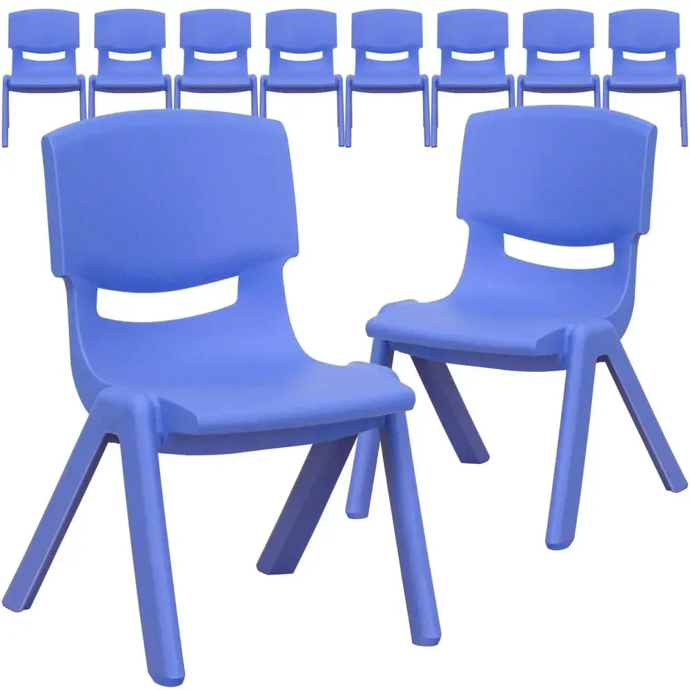 Whitney Stackable School Chairs Kids Ages 2-4 Set of 10 Blue Lightweight Plastic 20