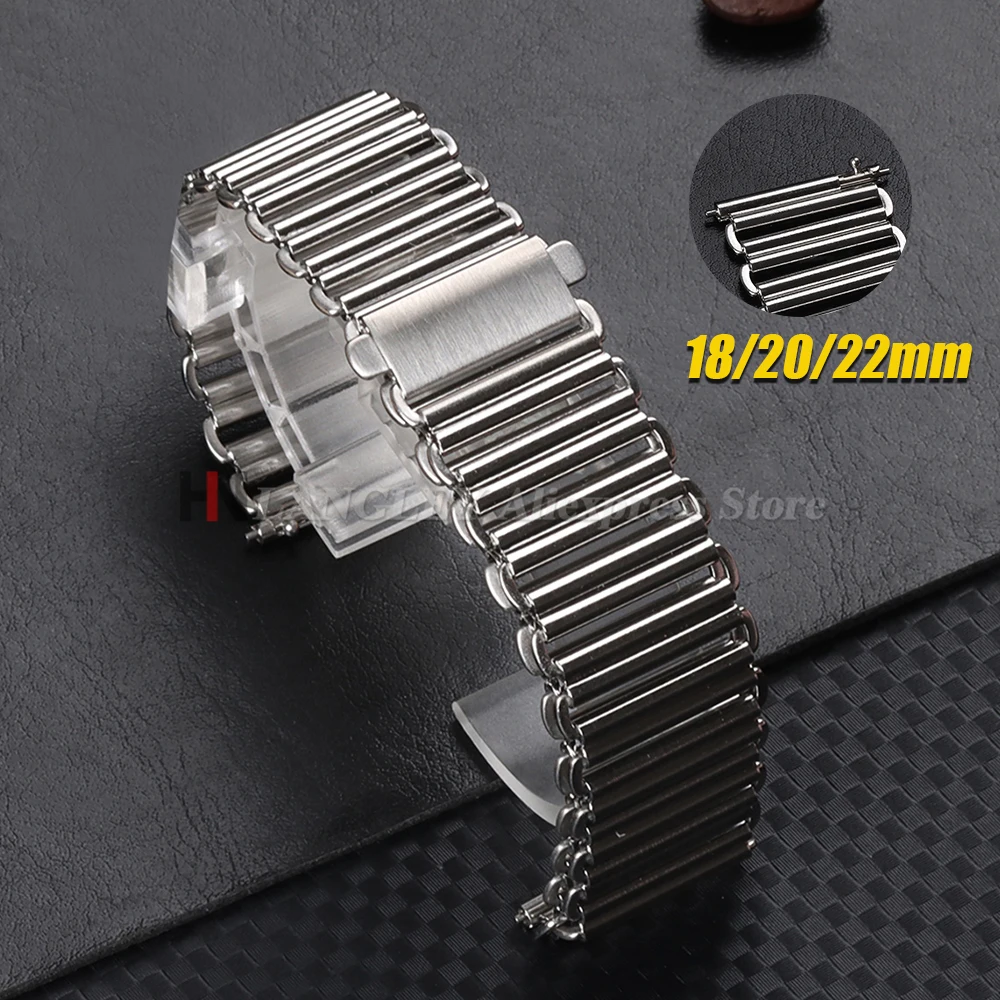 316L Stainless Steel Watchband 18mm 20mm 22mm Bonklip Bracelet Quick Release Detach Bracelet Silver Black Metal Universal Straps