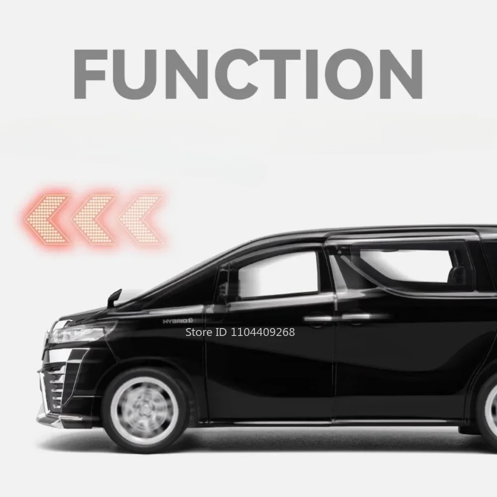 1:32 Vellfire HIACE MPV Modello di auto Giocattolo Pressofuso in lega di gomma Pneumatici Veicoli Suono Luce Tirare indietro Modelli Regali per i bambini