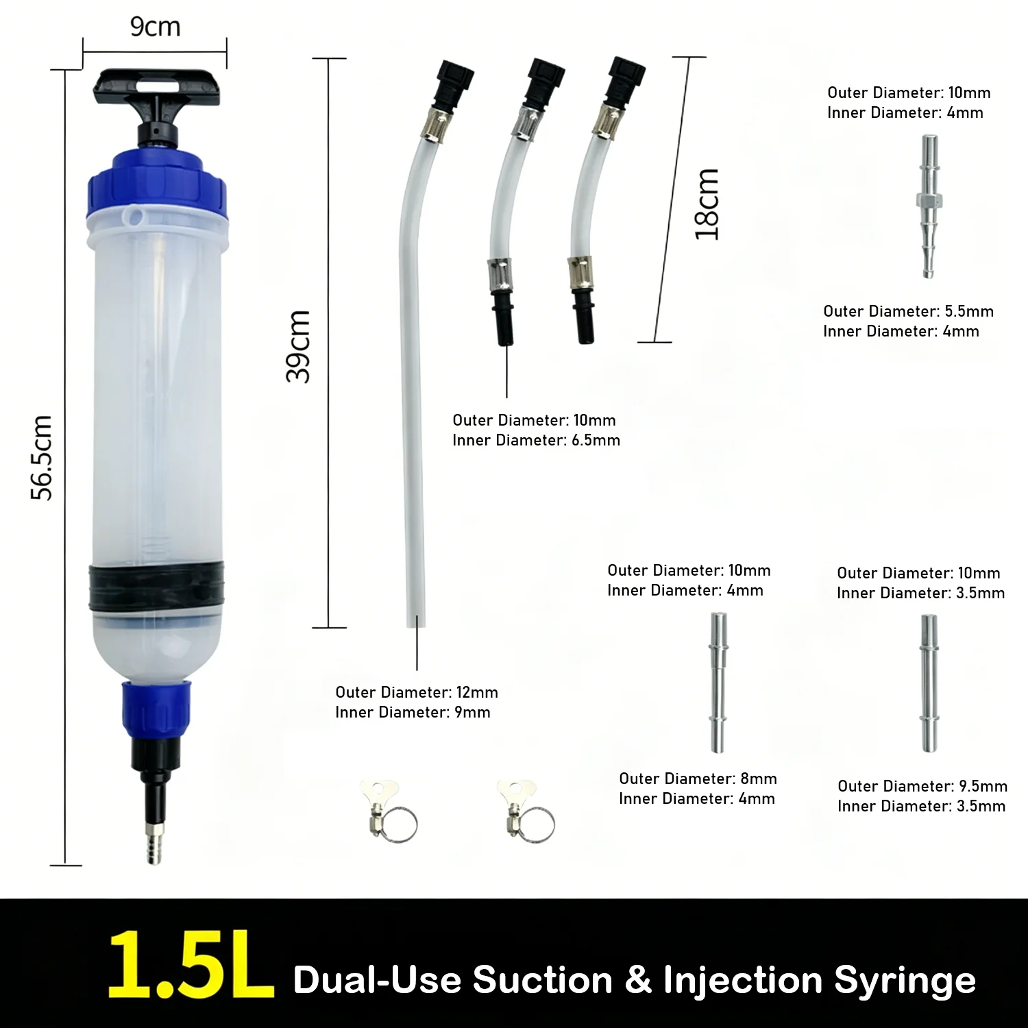1500cc Manual Car Oil Fluid Extractor Suction Vacuum Brake Liquid Transfer Filling Syringe Injecting Pump For Fuel Gas Water