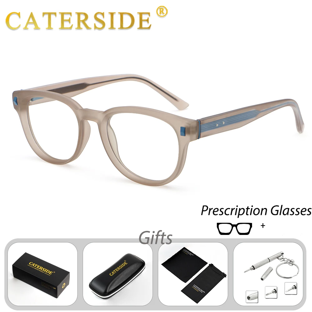 

CATERSIDE Fashion Men's Round Prescription Glasses with High-Quality Tr-90 Frame Prescription Glasses Women's Reading Glasses