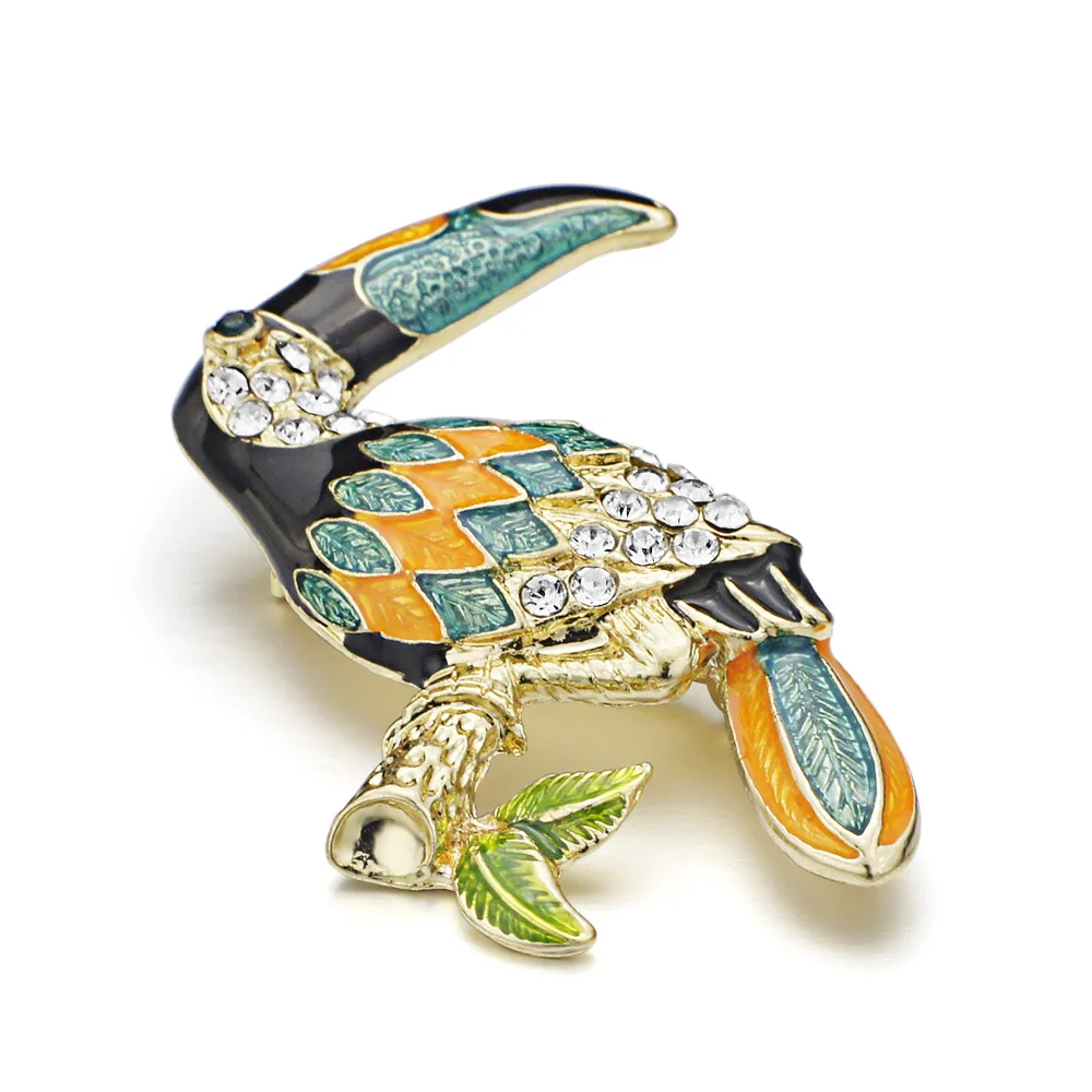 Colorful Enamel Rhinestone Crystal For Women Trend Pelican Bird Brooch Chic Toucan Bird Brooches Pins Jewelry  Accessory Z042