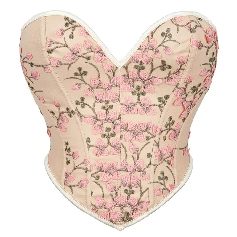 

Corset Women Lace Up Women Body Shaping Cloting Ofertas Waist Trainer Underbust New Apricot Printed Pattern Bra Support Sexy Top