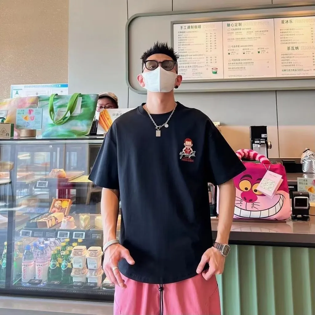 【M-8XL】تي شيرت رجالي كبير الحجم كاجوال فضفاض ياباني مطبوع عليه الرسوم المتحركة سلام دونك مناسب للرجال والنساء #6