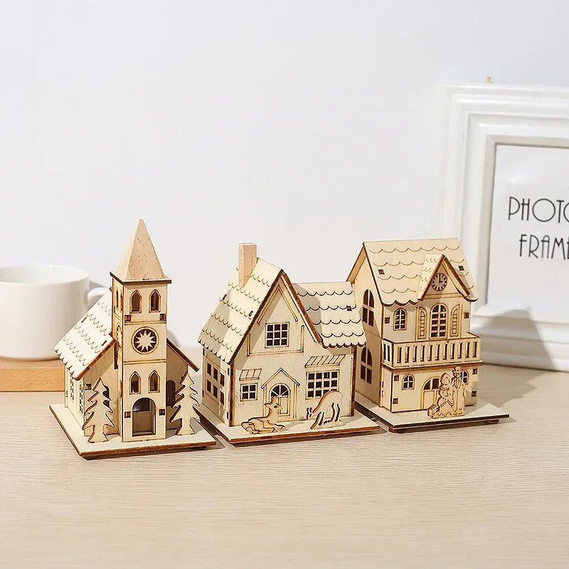 Christmas Decorations Log Cabin Snow House Christmas Tree Decoration DIY Gifts Window Decorations