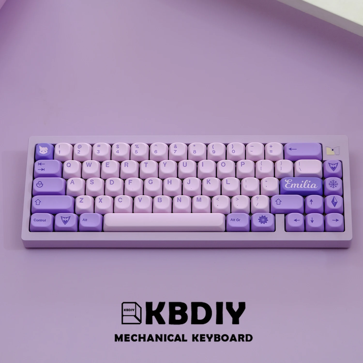 KBDiy 134 Keys/Set Korean GMK Frost Witch Keycaps Cute PBT Similar MOA Keycap for Mechanical Keyboard KOA Profile Purple ISO 7u