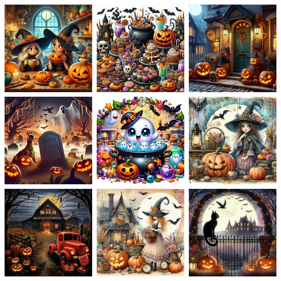 

Halloween style scene Diamond Painting Kits Photo Art 5d Diy Full Square Round Mosaic Cross Stitch Embroidery Home Decor Gift