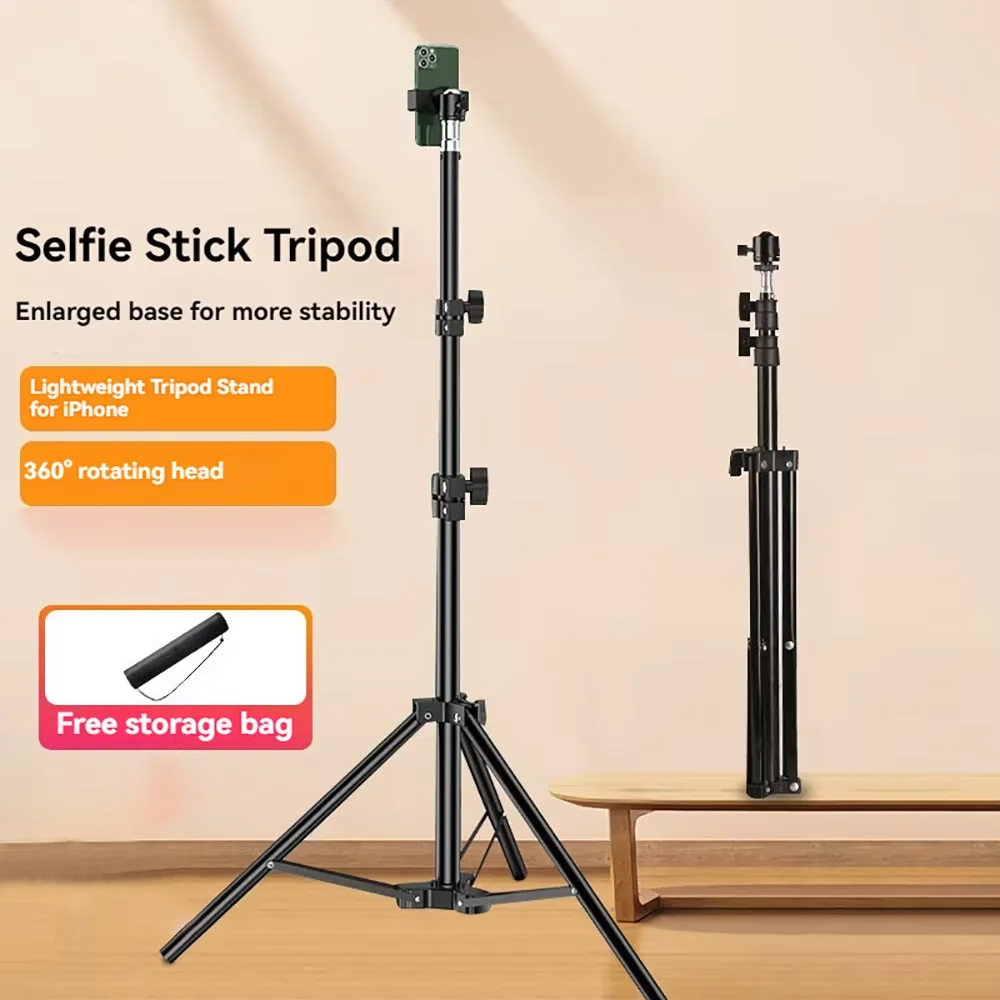 170cm Stretchable Adjustable Height Mobile Phone Tripod Stand Multi-functional Selfie Landing Support for Broadcast Recording